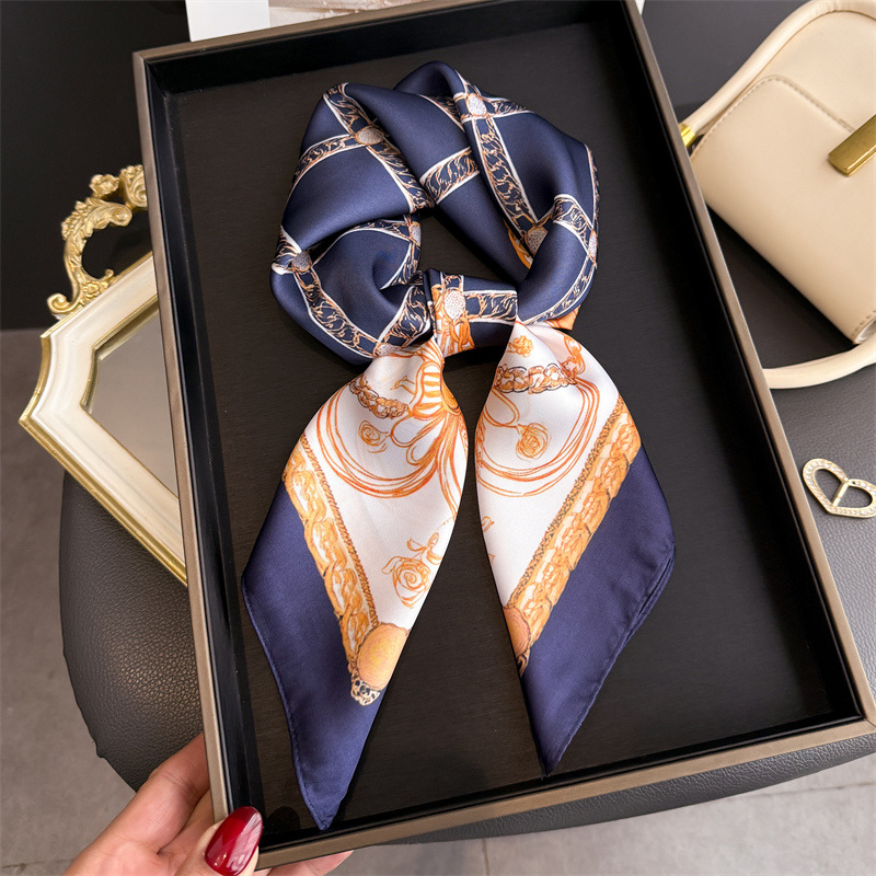 블루 클래식 체인 프린트 스퀘어 실크 스카프 여성 캐주 - Silk Scarf Square 리뷰 및 가격
