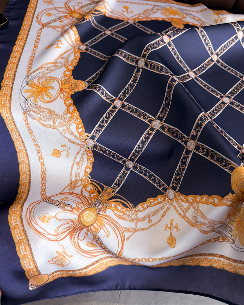 블루 클래식 체인 프린트 스퀘어 실크 스카프 여성 캐주 - Silk Scarf Square 리뷰 및 가격