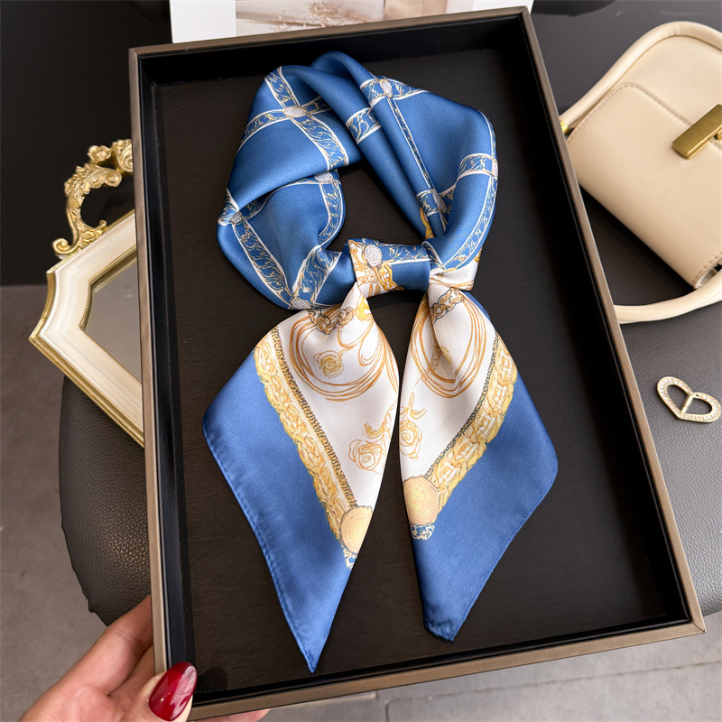 블루 클래식 체인 프린트 스퀘어 실크 스카프 여성 캐주 - Silk Scarf Square 리뷰 및 가격