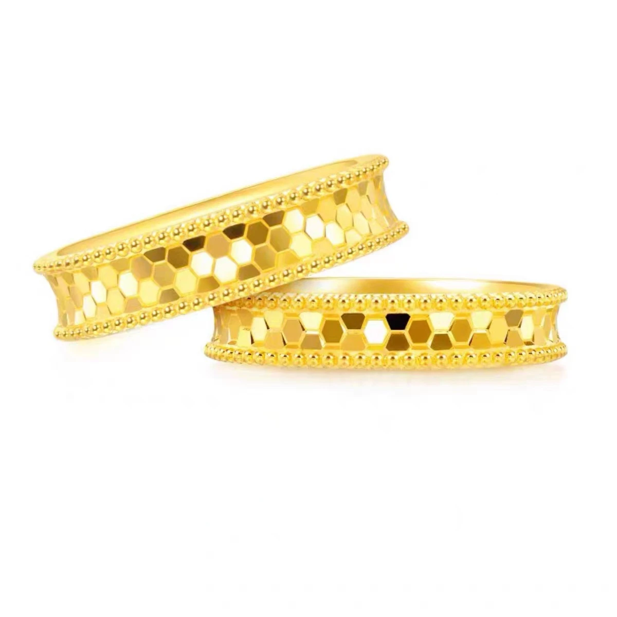 퓨어 골드 컬러 샤인 벌집 반지, 커플 결혼 반지, 여 - Women Accessories Dubai 리뷰 및 가격