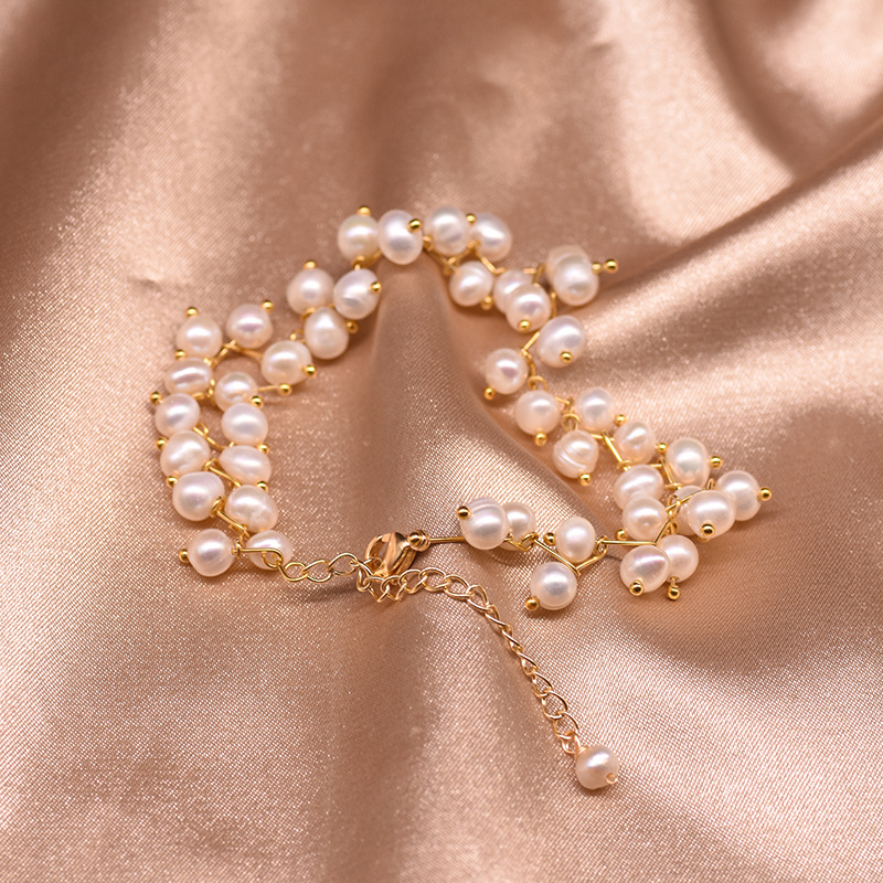 천연 담수 화이트 핑크 퍼플 진주 팔찌 우아한 진주 보 - Women'S Accessories Clothing 리뷰 및 가격